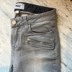 Paige Skinny Jeans - Gray - with zipper detail front pockets